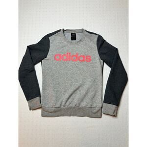 Adidas Colorblock Logo Crewneck Sweatshirt Gray/Charcoal XS Womens